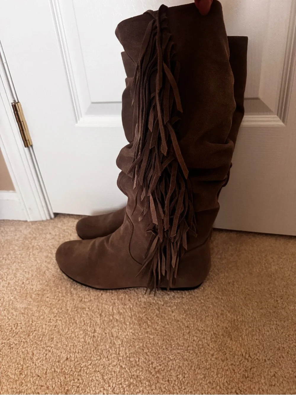 Steve Madden Brown Suede Fringe Over-the-Knee Boots